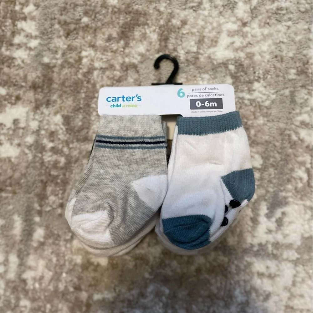 Carter's Child of Mine Gray and White Baby Socks